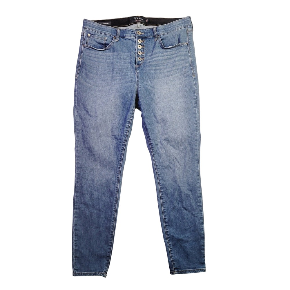 Torrid Women's Sky High Rise Skinny Jeans Size 18R Blue Stretch Denim J44